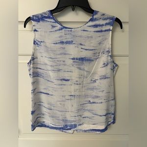 Equipment 100% Silk Blue & White Tie Dye Sleeveless Blouse